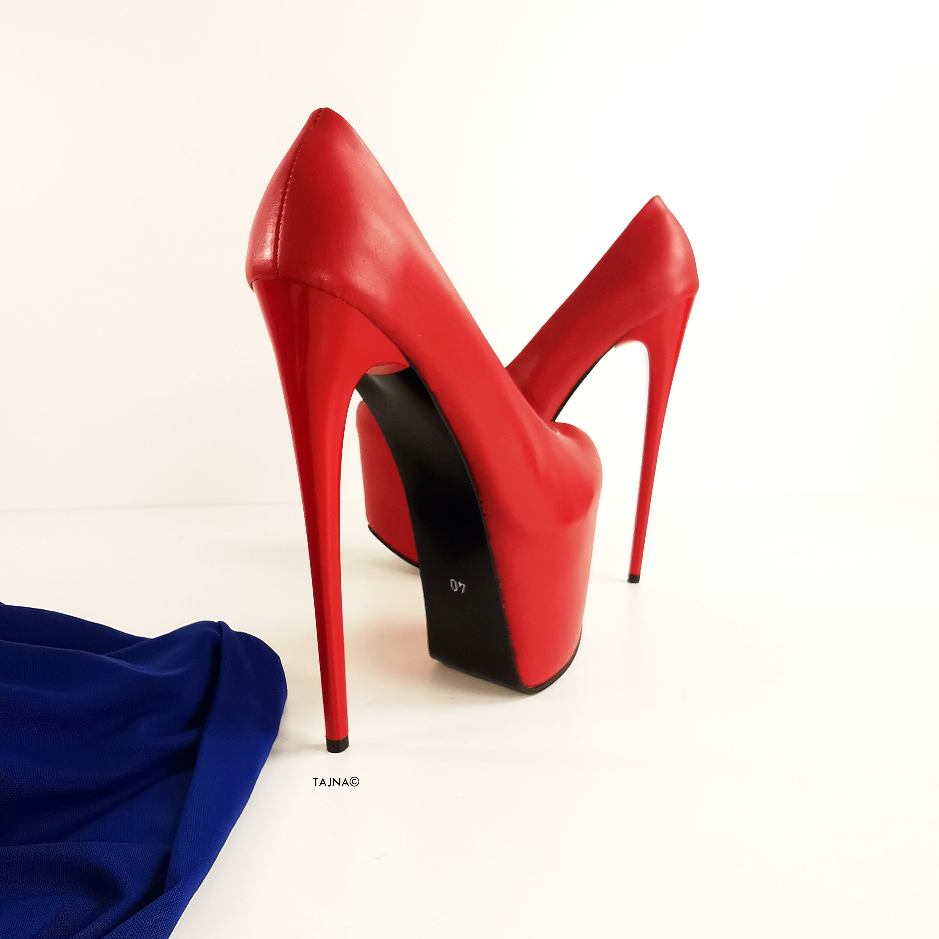 Red Matte High Heel Platforms - Tajna Club