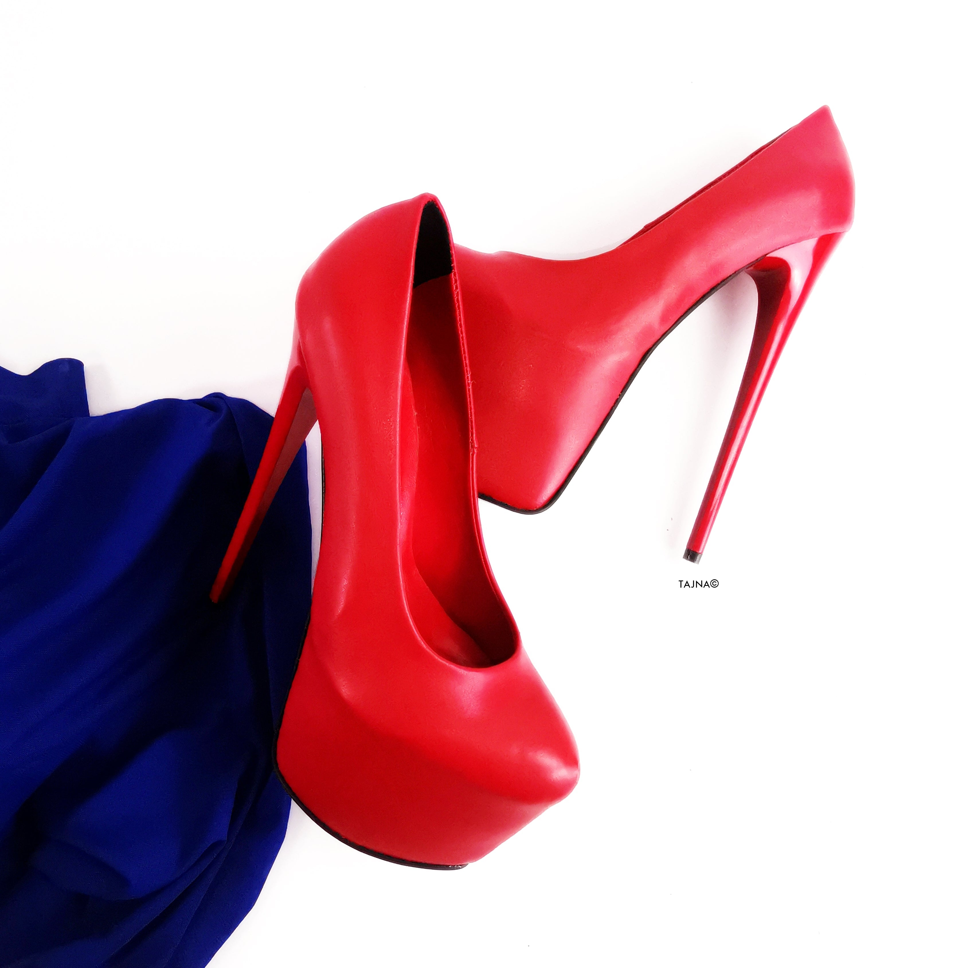 Red Matte High Heel Platforms - Tajna Club