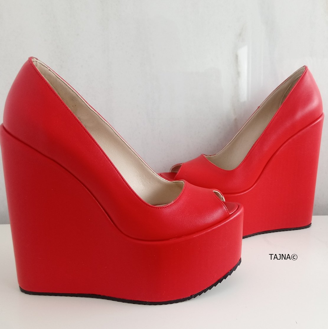 Red wedges shoes cheap sales