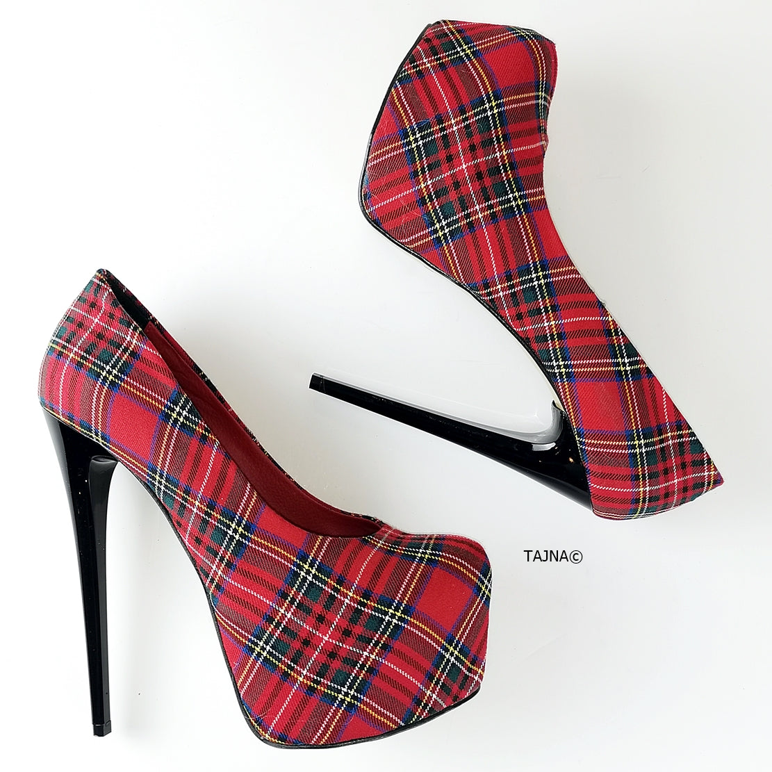 Red Tartan High Heel Pumps - Tajna Club