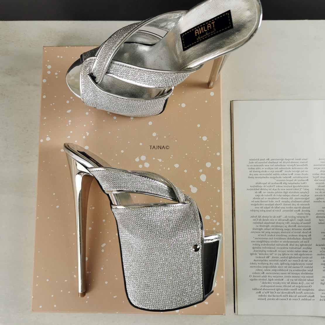 Silver Shimmer High Heel Mules - Tajna Club