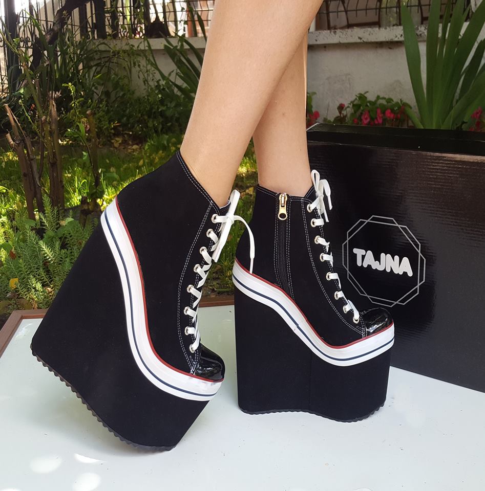 Super High Heel Convers Style Lace-Up Wedges - Tajna Club