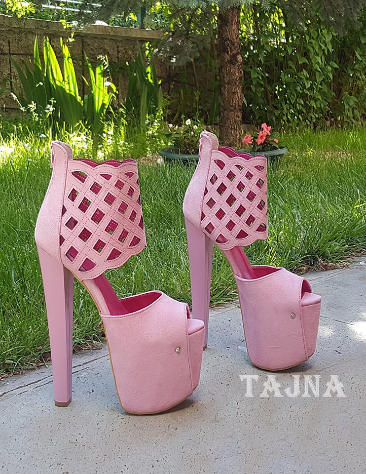 Pink Suede Lazer Cut High Heel Booties - Tajna Club