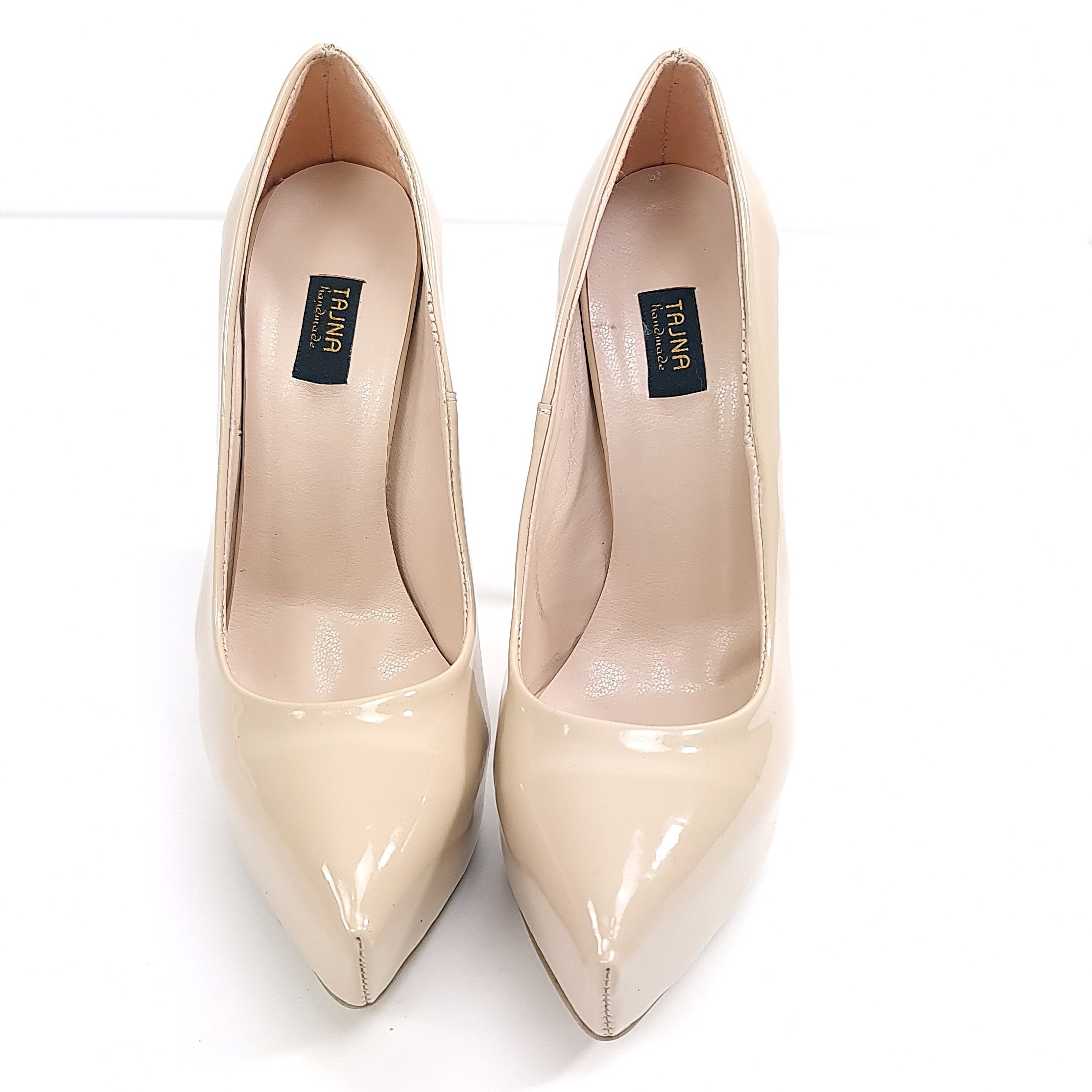 14 cm Platform Stiletto Beige Nude Gloss
