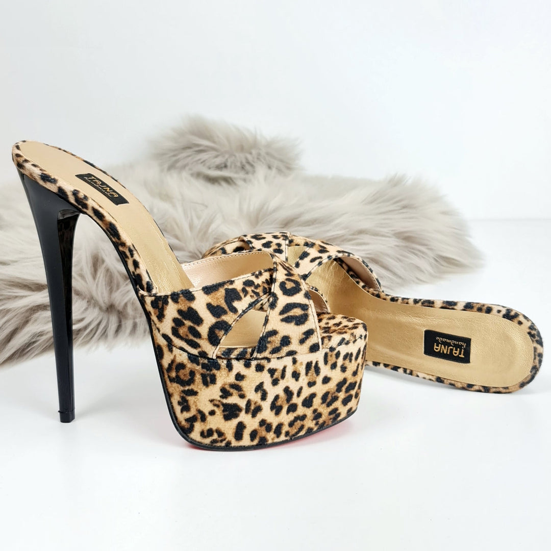 Leopard High Heel Mules