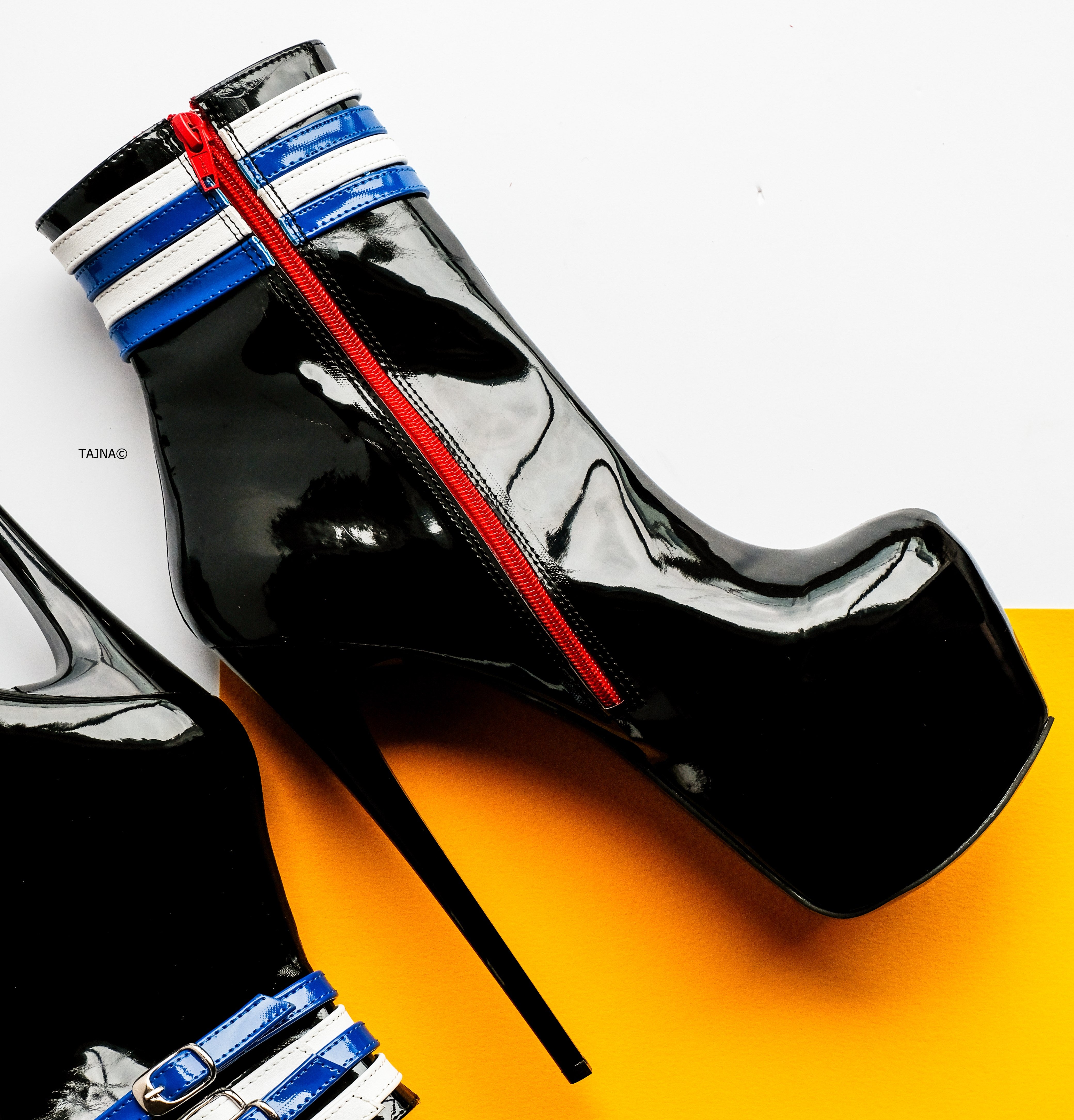 Leather Pride Flag Coloured Belted High Heel Boots