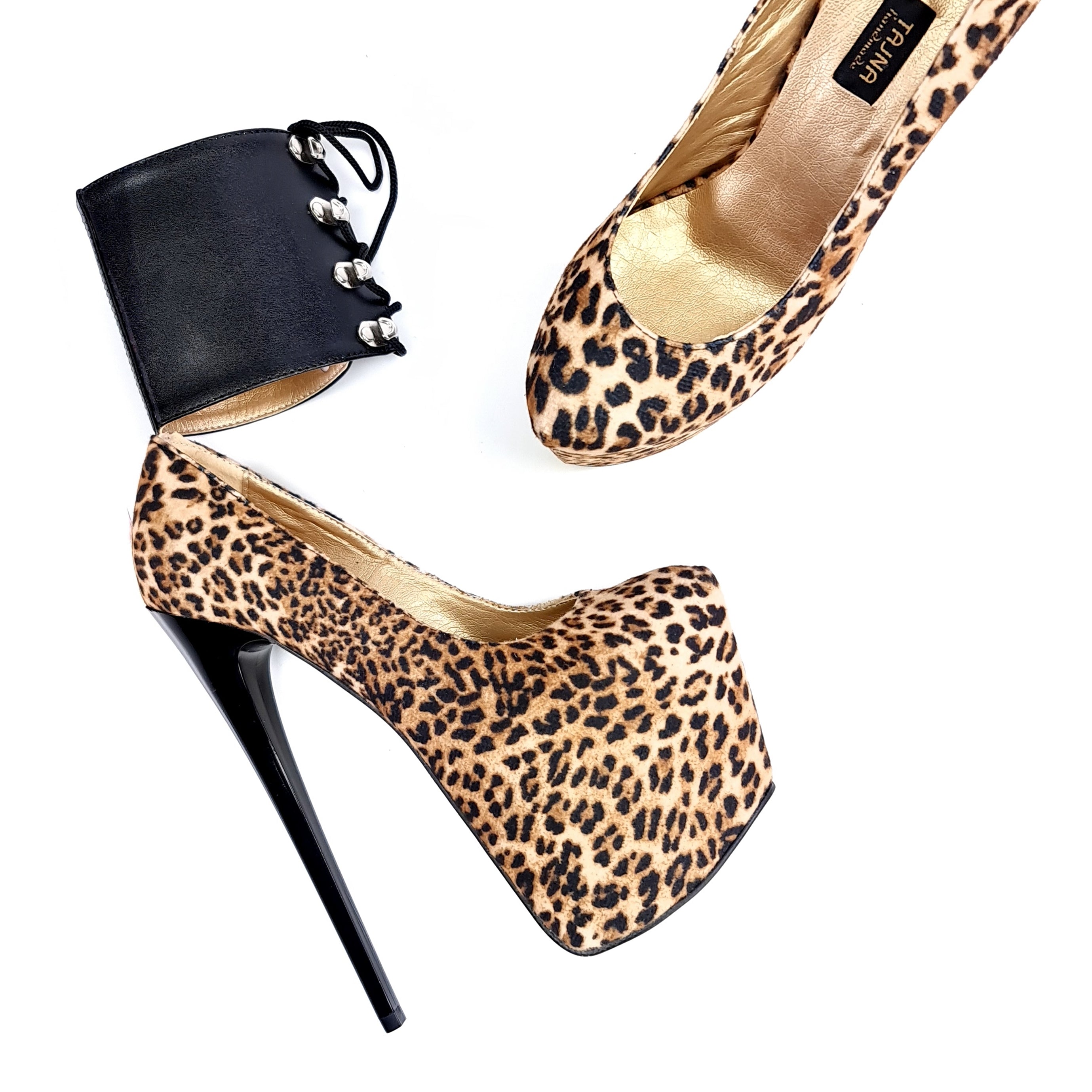 Ankle Cuff Leopard Bondage High Heels