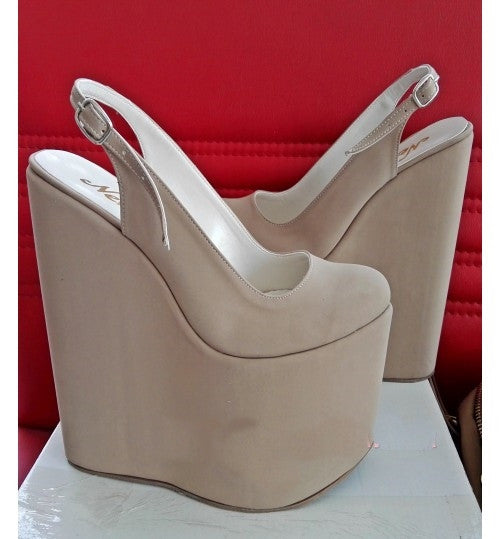 Wedged Nude Color Platform High Heel Shoes - Tajna Club