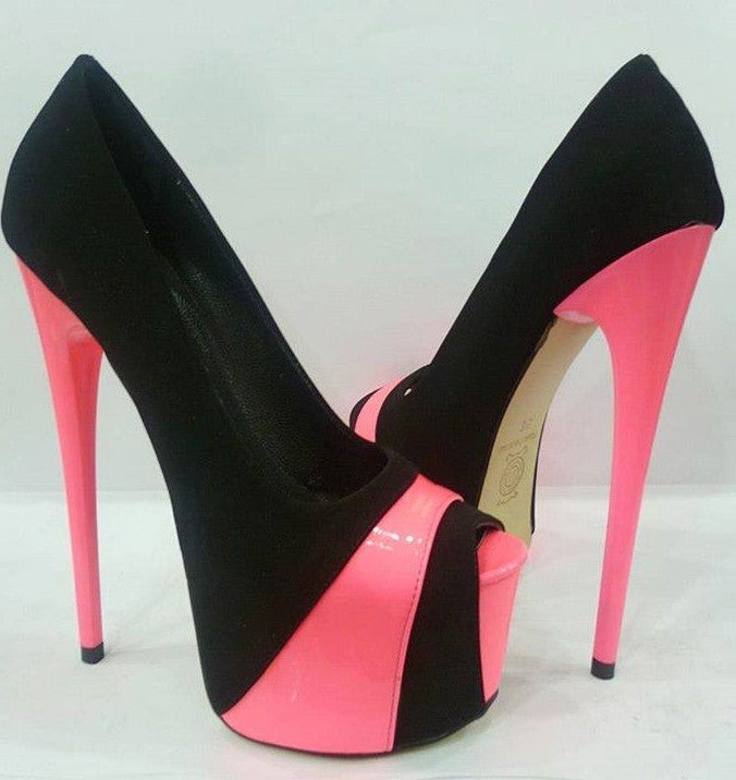 Pink and black pumps hotsell