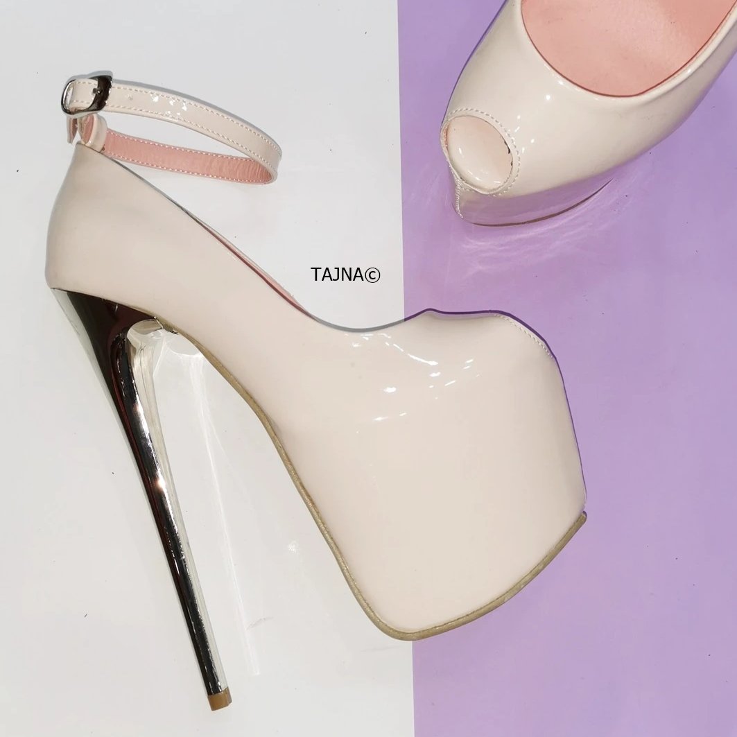 Nude Patent Fishmouth High Heels - Tajna Club