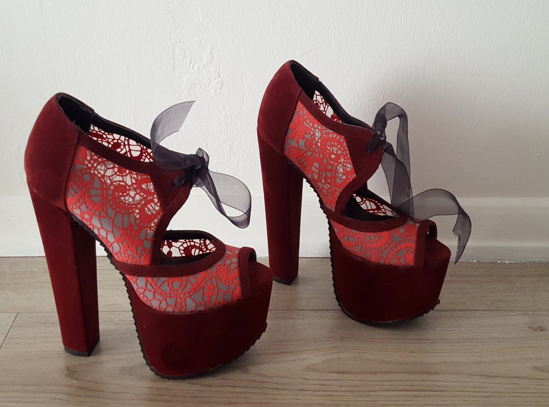 Bordeaux Lacel Platform Shoes - Tajna Club