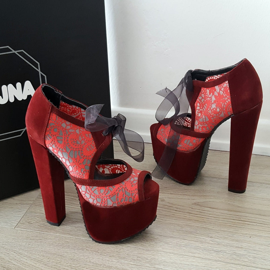 Bordeaux Lacel Platform Shoes - Tajna Club