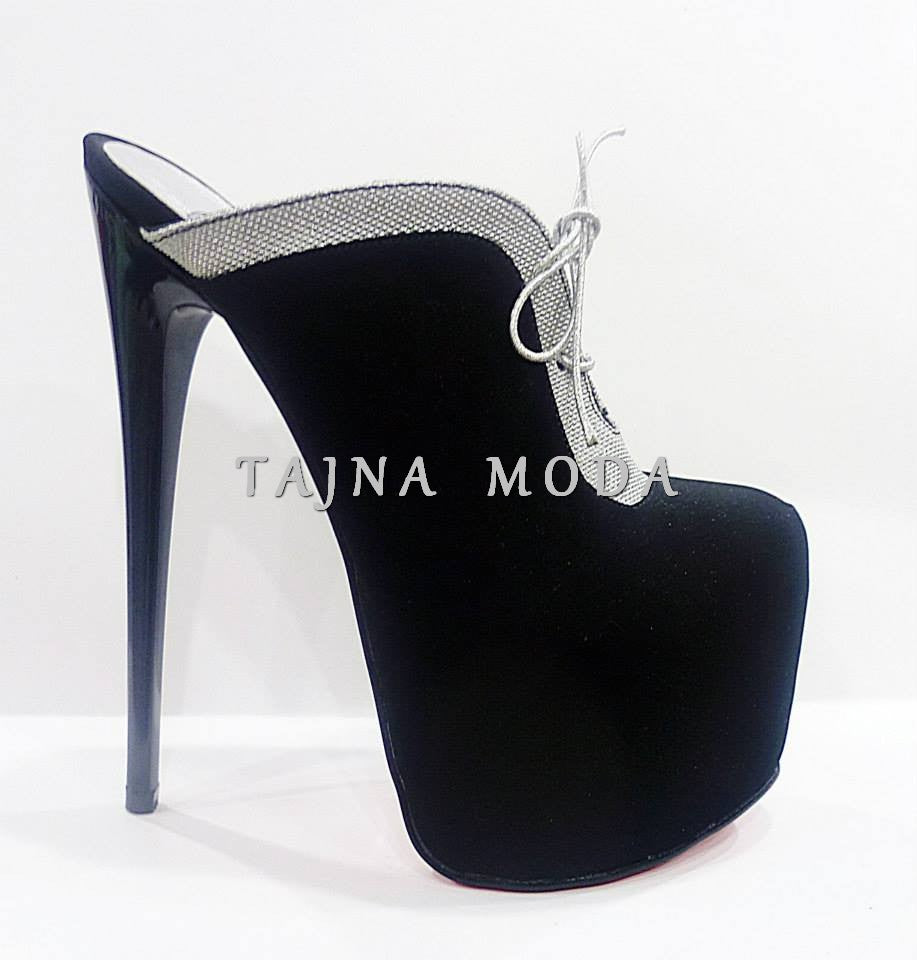 Black Silver PLatform Mules - Tajna Club