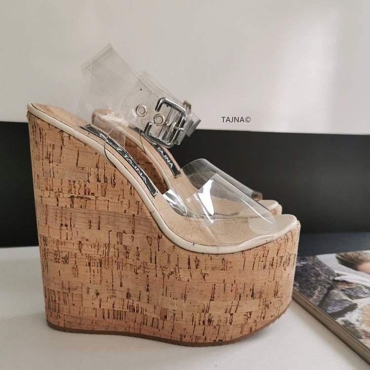 Transparent Strap Wedge Sandals - Tajna Club