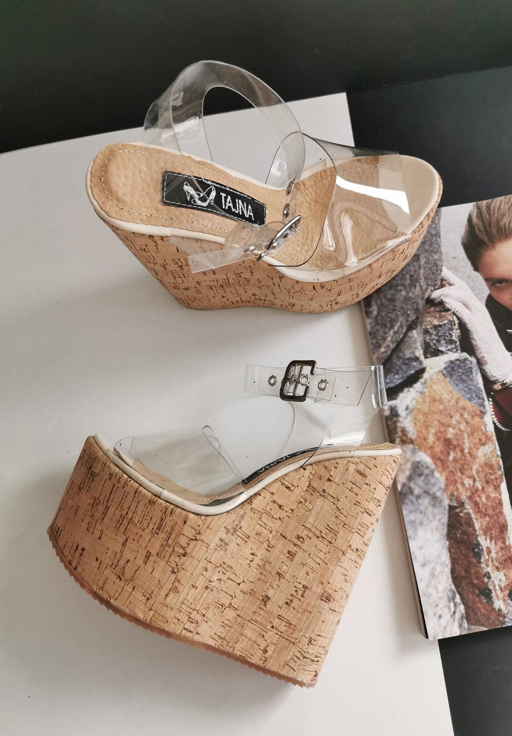 Transparent Strap Wedge Sandals - Tajna Club