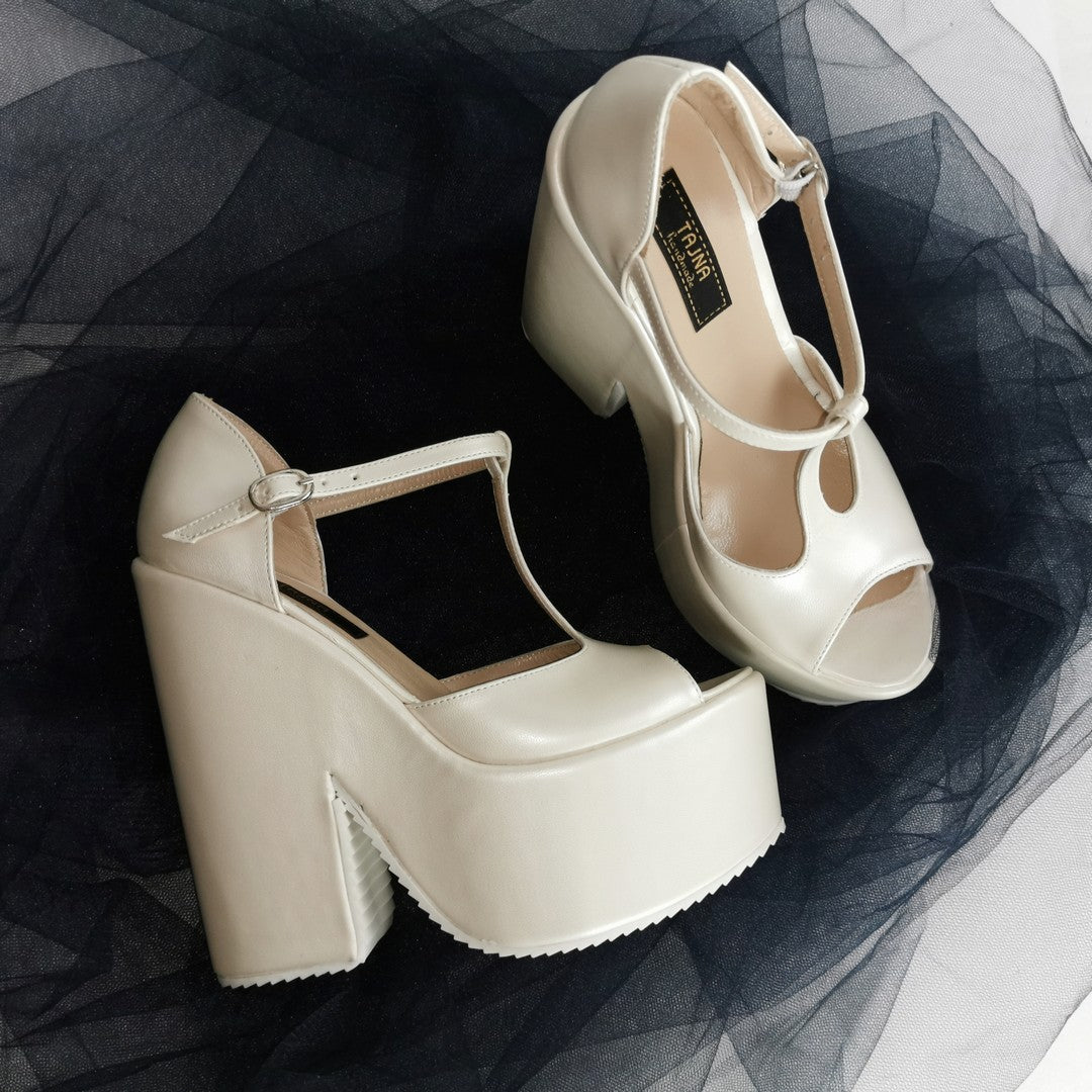 Ivory White Wedge Bridal Shoes - Tajna Club