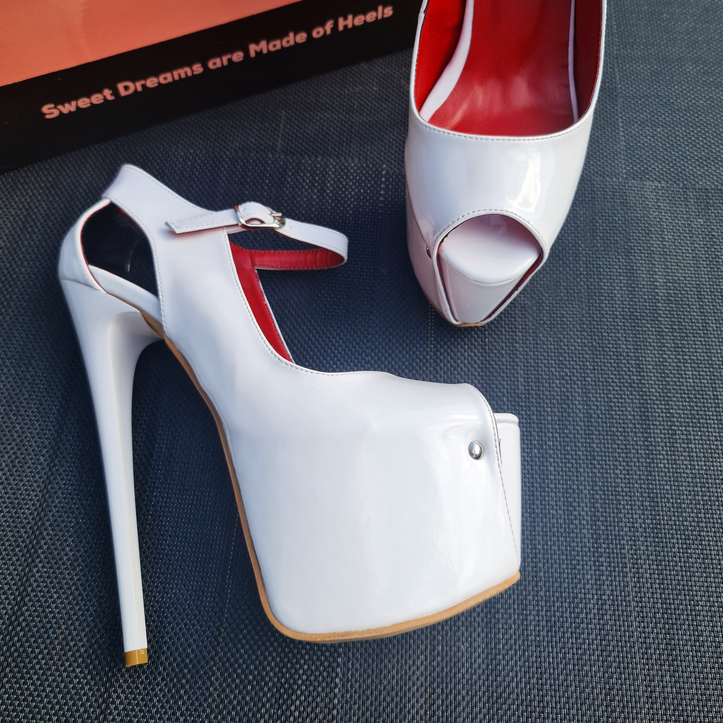 Modern Mary Jane White Gloss Open Toe Heels Tajna club