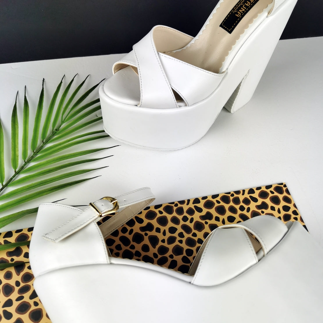 Peep Toe White Platform Wedge Sandals - Tajna Club
