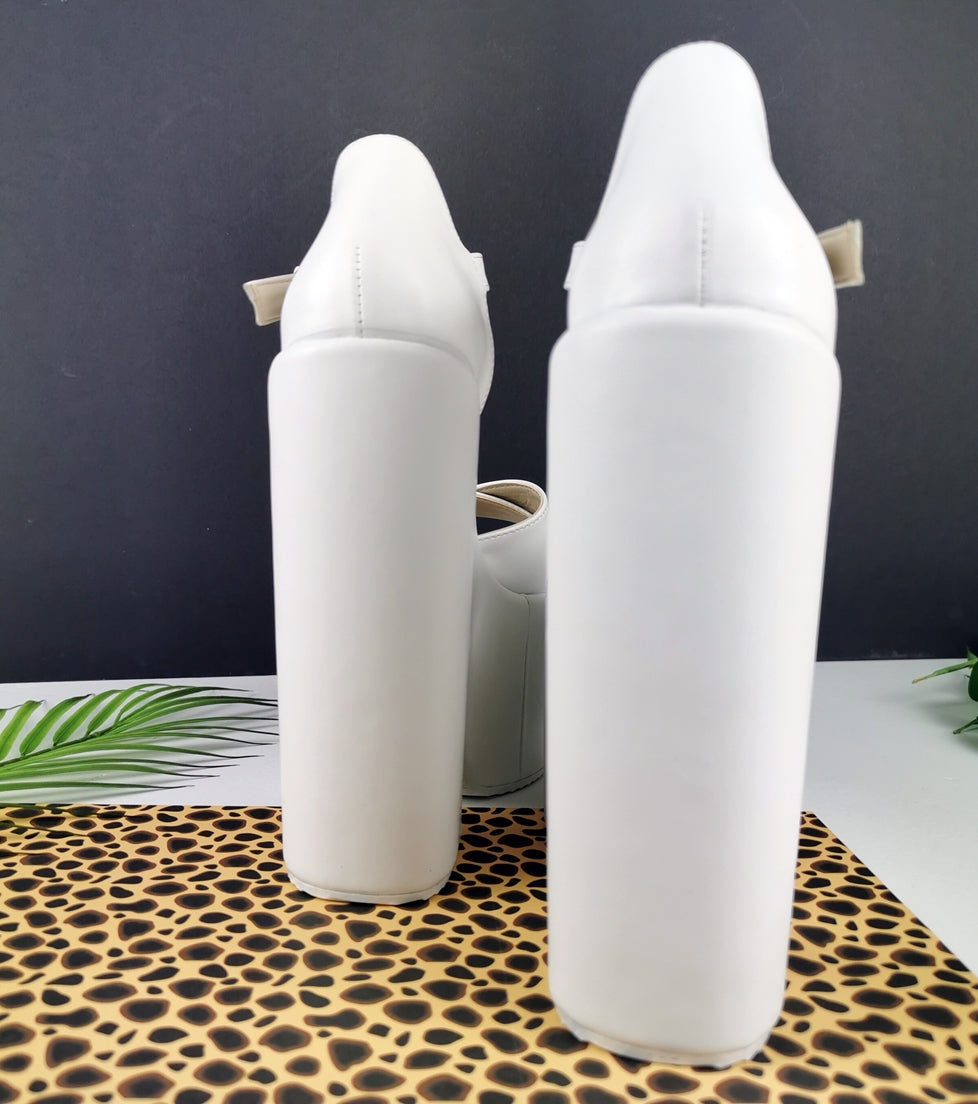 Peep Toe White Platform Wedge Sandals - Tajna Club