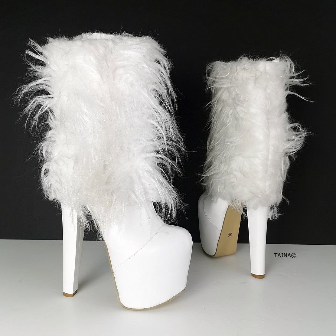 White Fur Heel Boots Dual Use