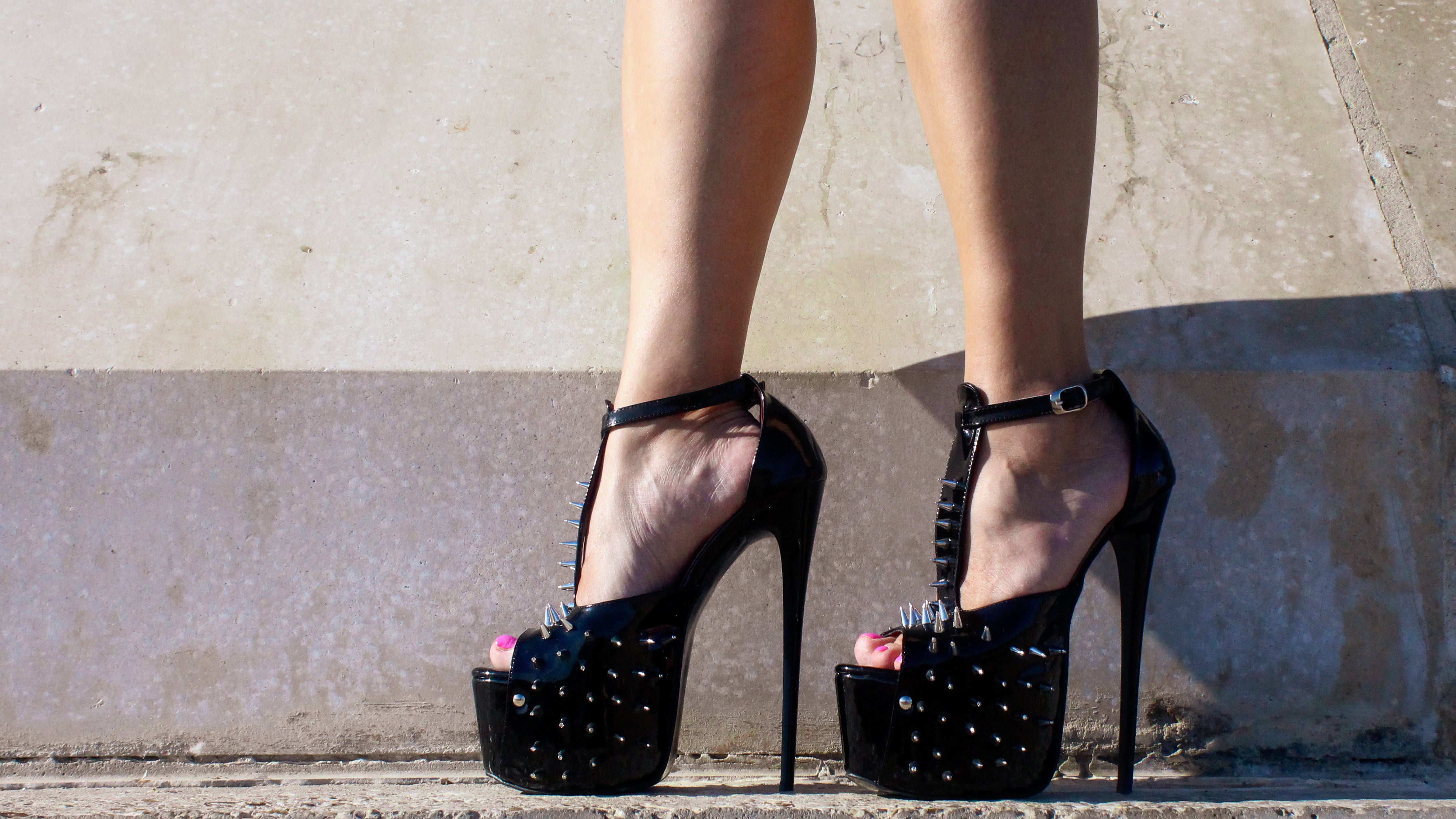 Tajna Shoes Black Spiky High Heel Platforms