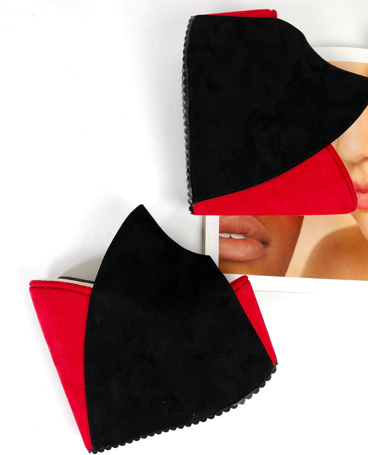 Black Red Suede High Heel Wedge Platform Slide Sandals