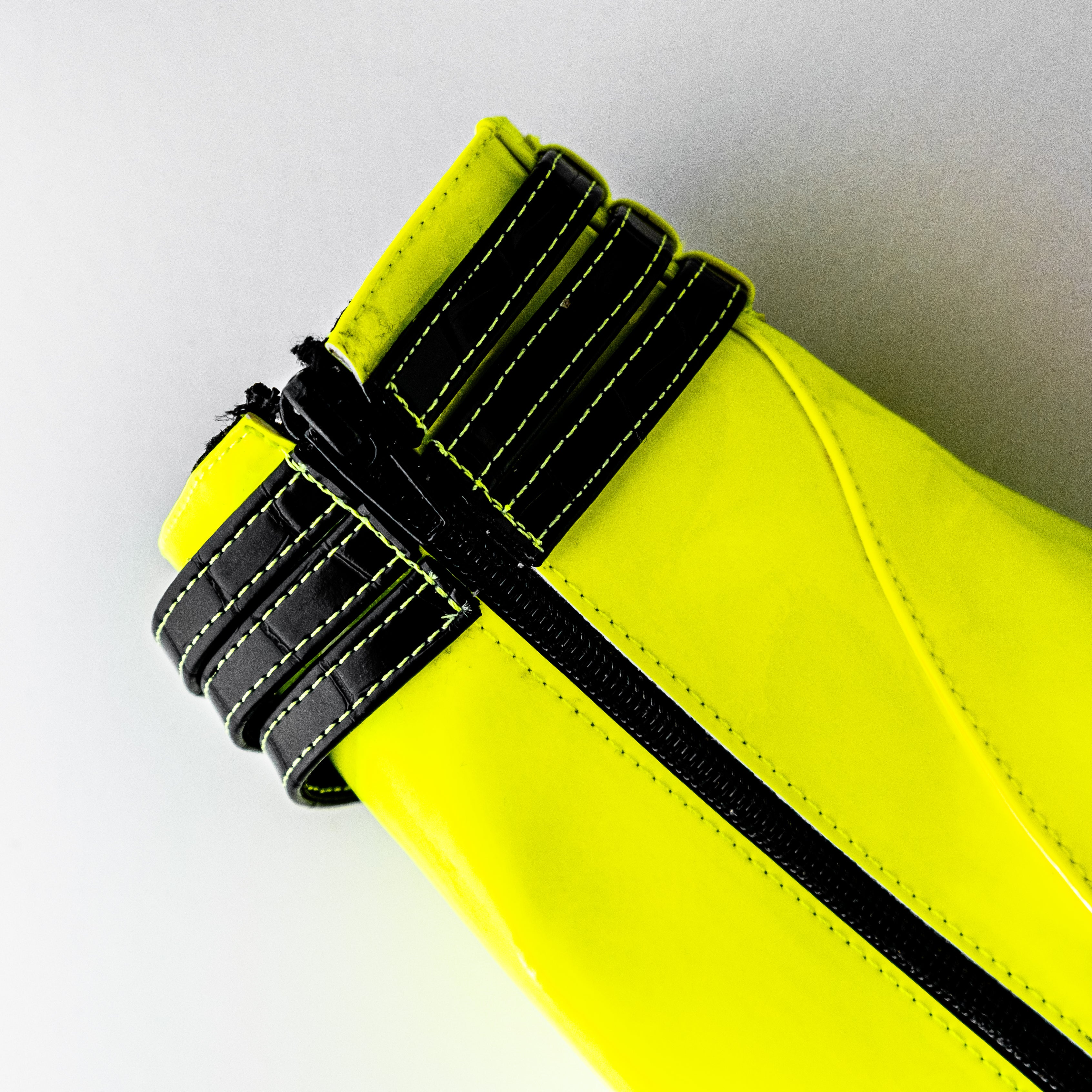 Black Croco Yellow Neon Side Lace High Heels