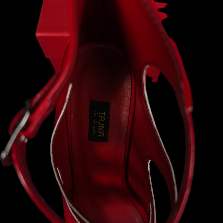 Red Gloss Cage Detail High Heel Platforms