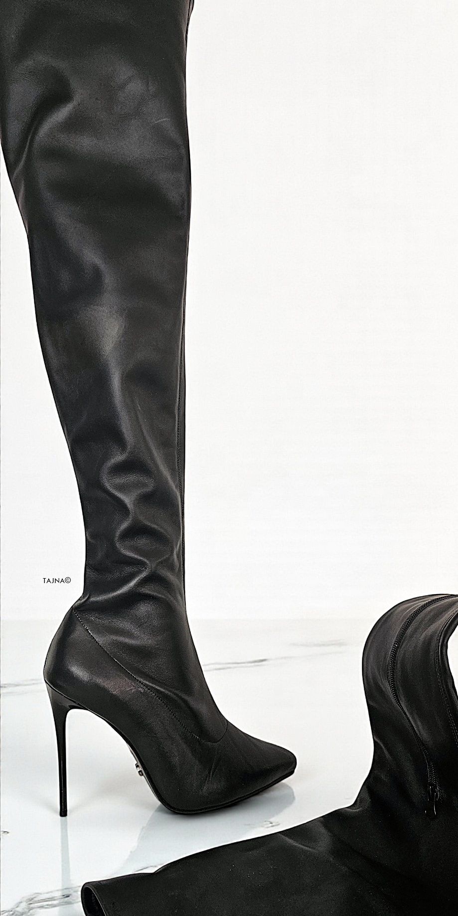 The Tajna Noir Thigh-High Boots - Breathtaking Seduction, Redefined