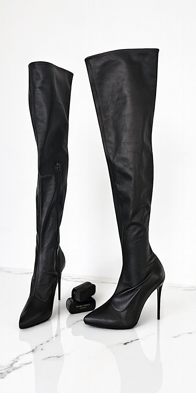 The Tajna Noir Thigh-High Boots - Breathtaking Seduction, Redefined