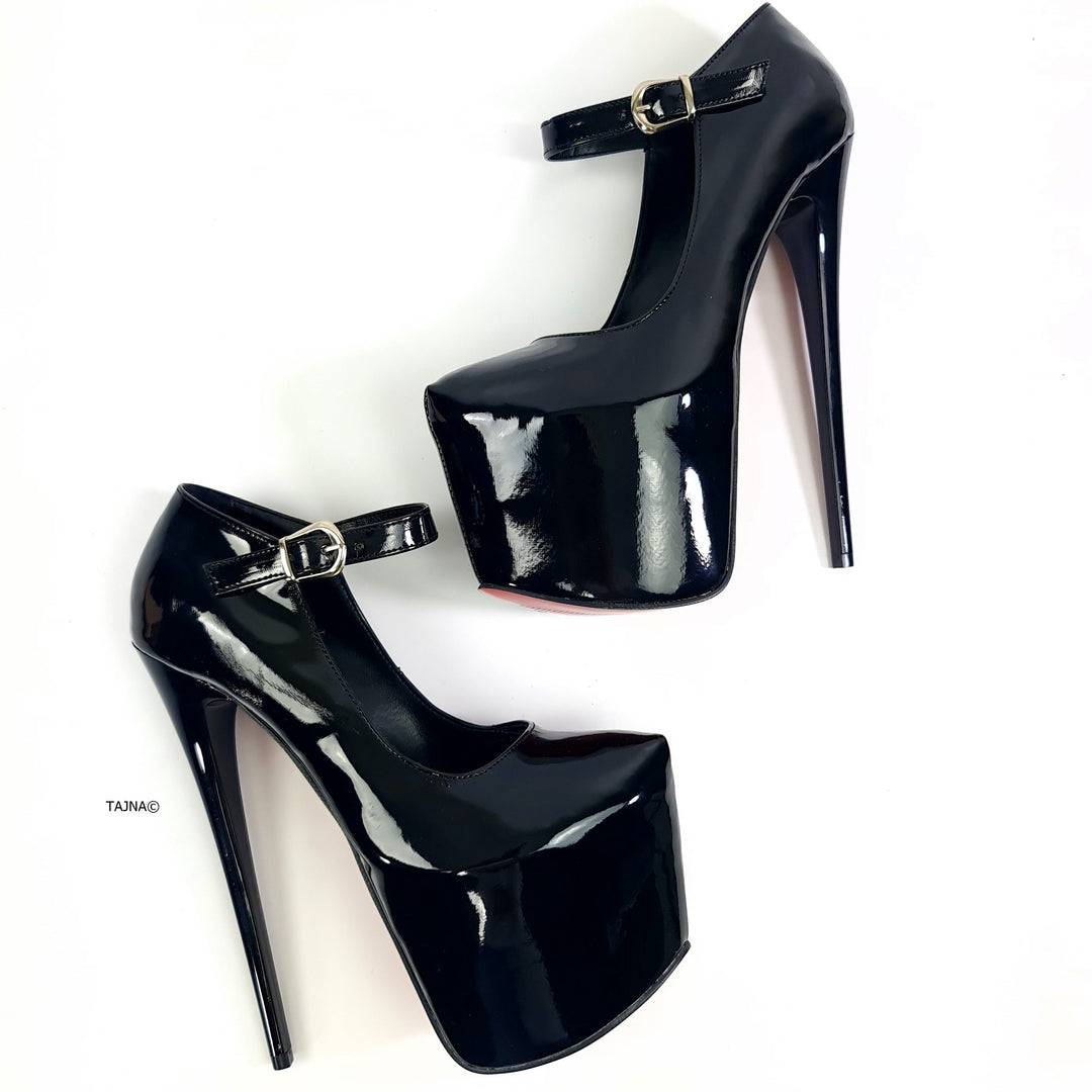 Black Patent Modern Mary Jane Platforms