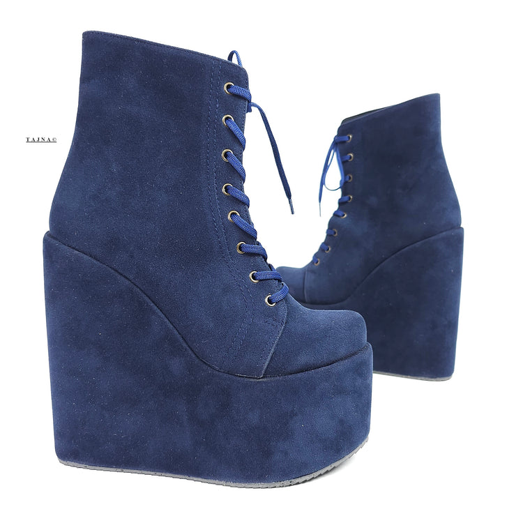 dark-navy-blue-suede-high-heel-platform-wedge-boots-lace-up-booties-tajna-club-shoes