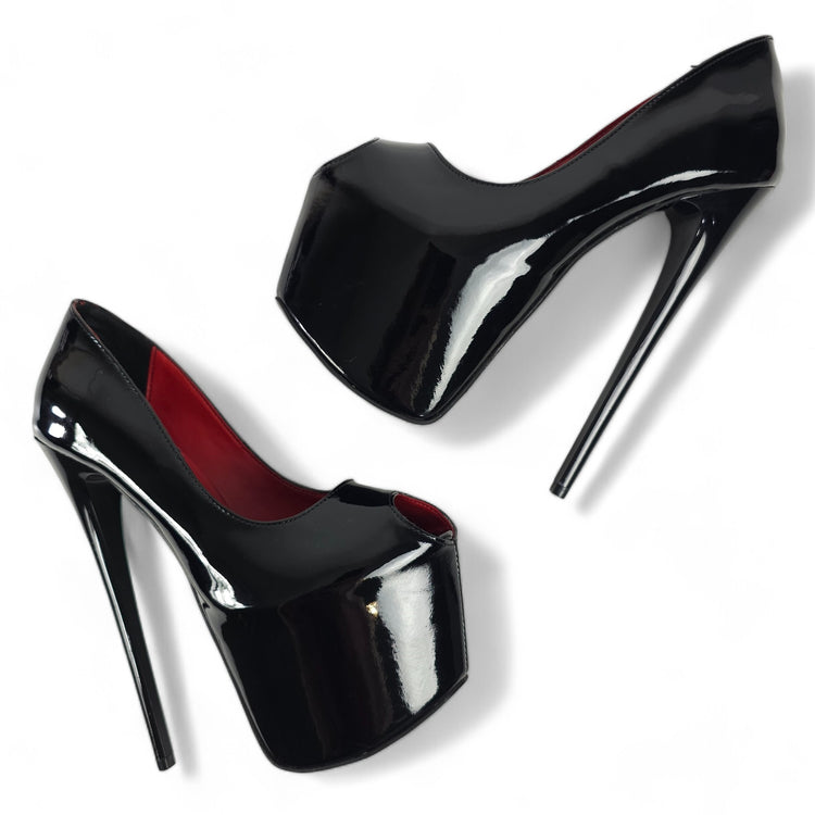 Fishmouth Black Gloss High Heel Pumps