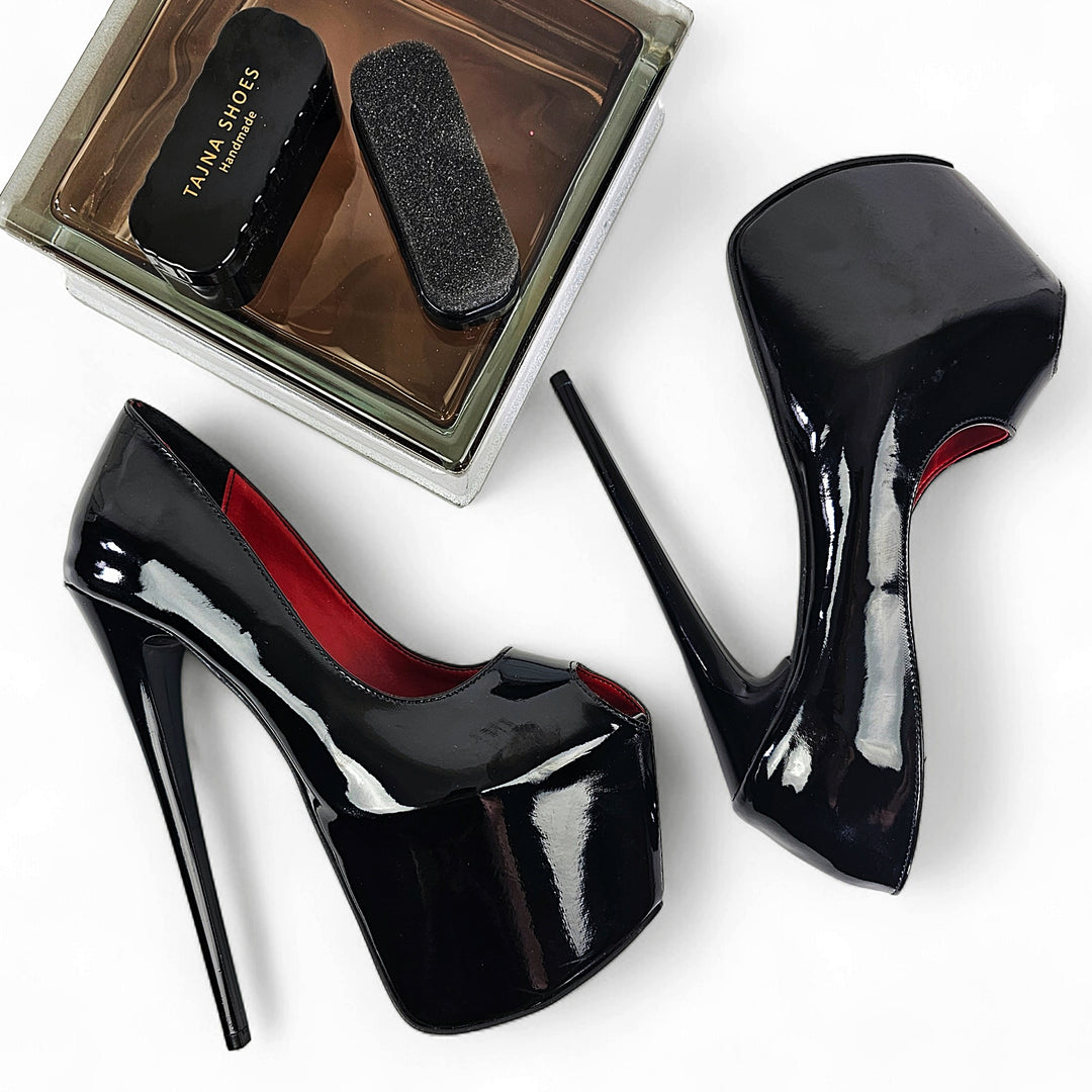 Fishmouth Black Gloss High Heel Pumps