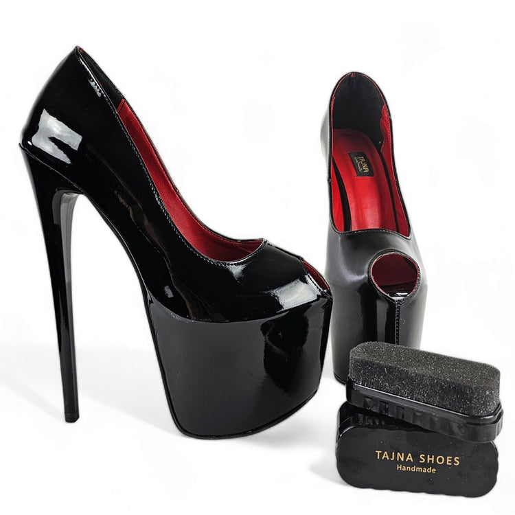 Fishmouth Black Gloss High Heel Pumps