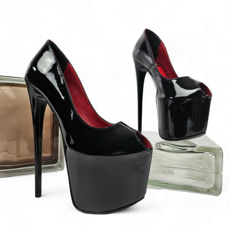 Fishmouth Black Gloss High Heel Pumps