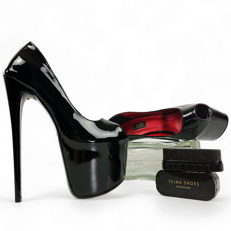 Fishmouth Black Gloss High Heel Pumps