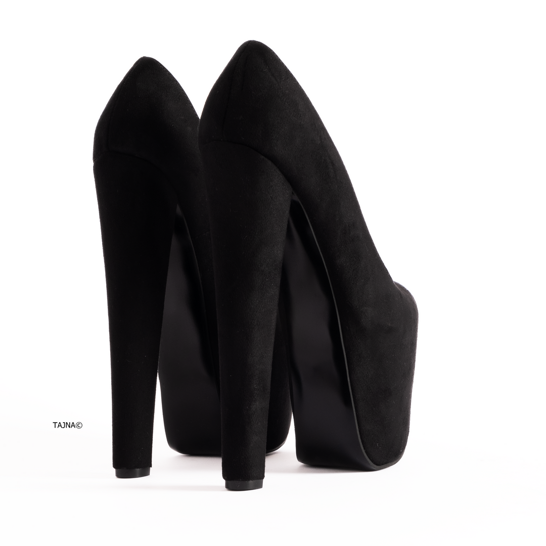 Black suede chunky heels discount
