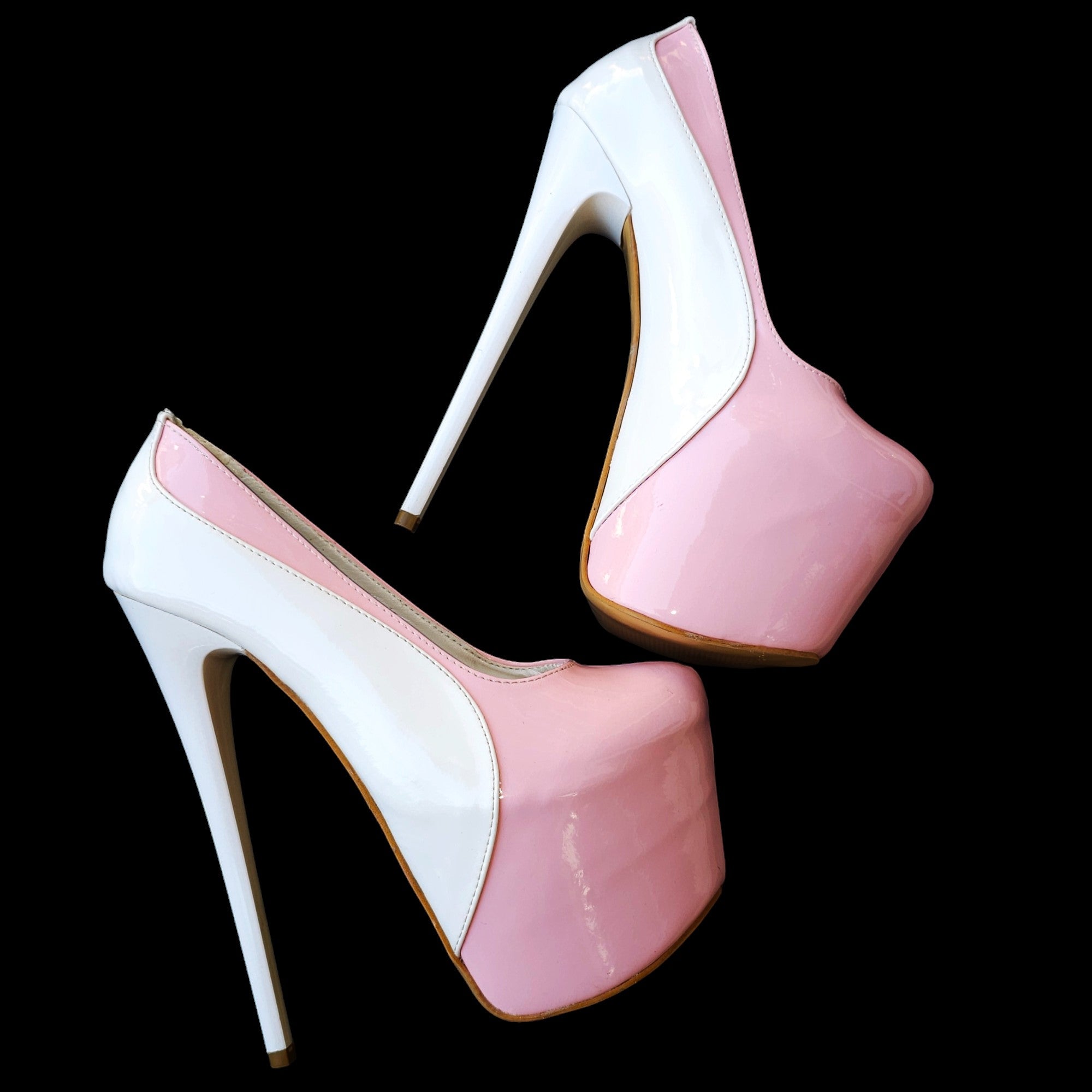 Light Pink White Double Coloured Platform Pumps Tajna Club