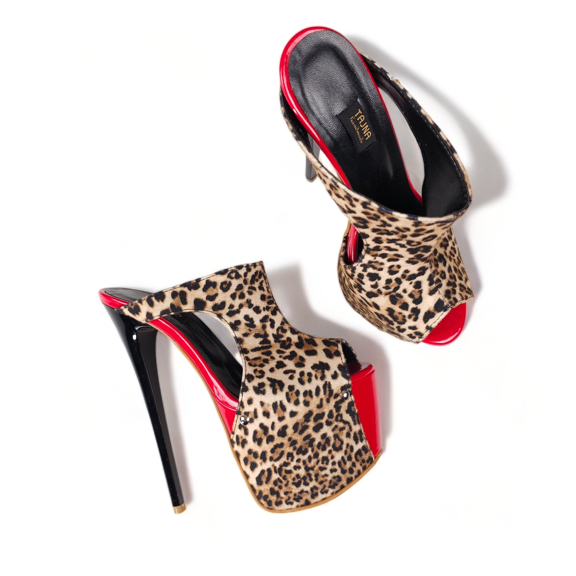 Leopard Red Detailed High Heel Platform Mules