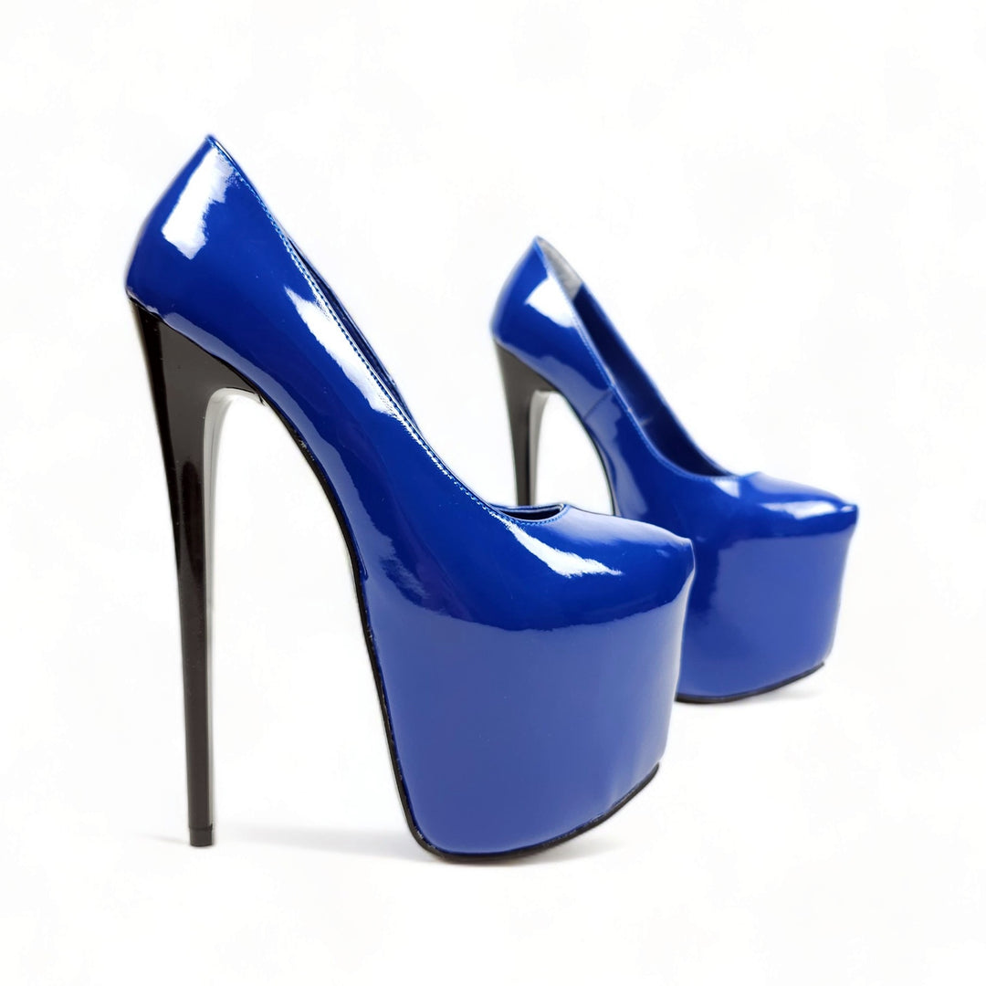 Electric Blue Patent High Heel Platform Shoes