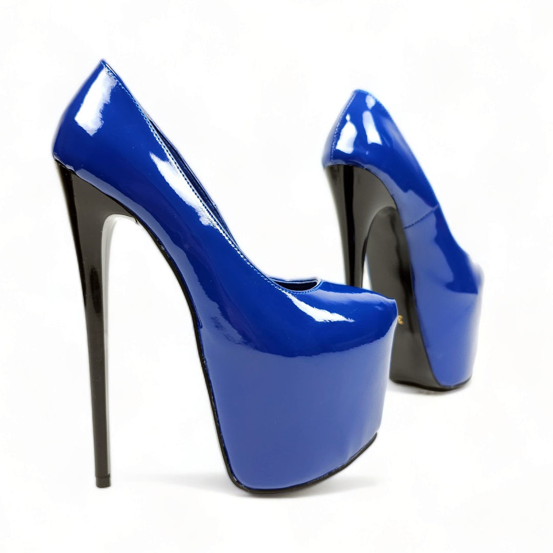 Electric Blue Patent High Heel Platform Shoes