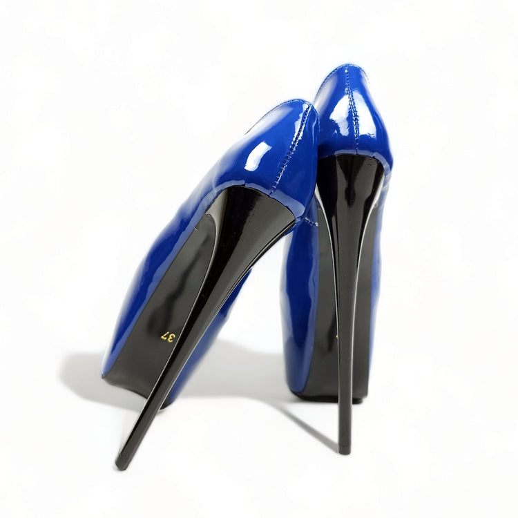 Electric Blue Patent High Heel Platform Shoes