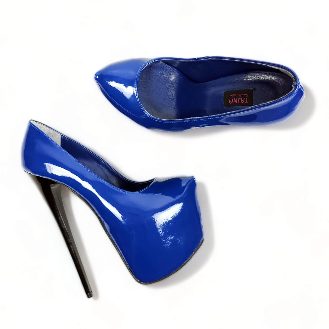 Electric Blue Patent High Heel Platform Shoes