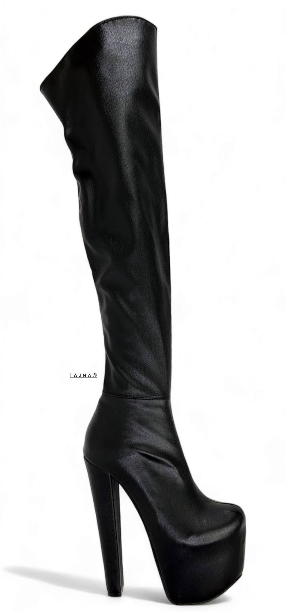 Black Matte High Heel Platform Over the Knee Boots