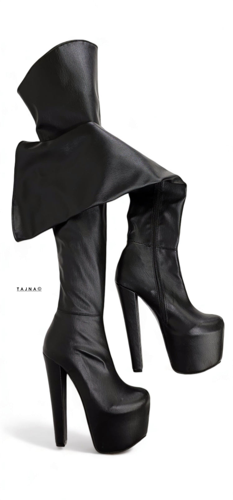 Black Matte High Heel Platform Over the Knee Boots