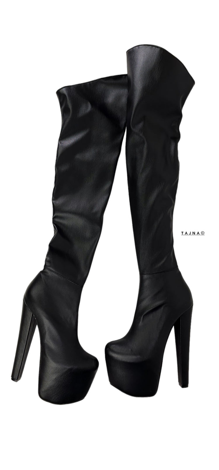 Black Matte High Heel Platform Over the Knee Boots