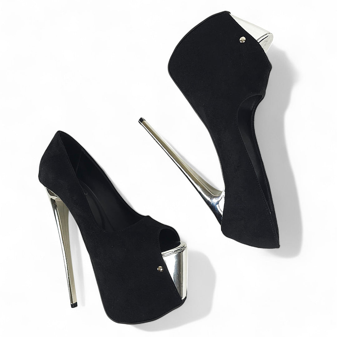Chanel Black Suede Platform High Heels With Patent Le Chanel Black Suede Platform High Heels With Patent Le