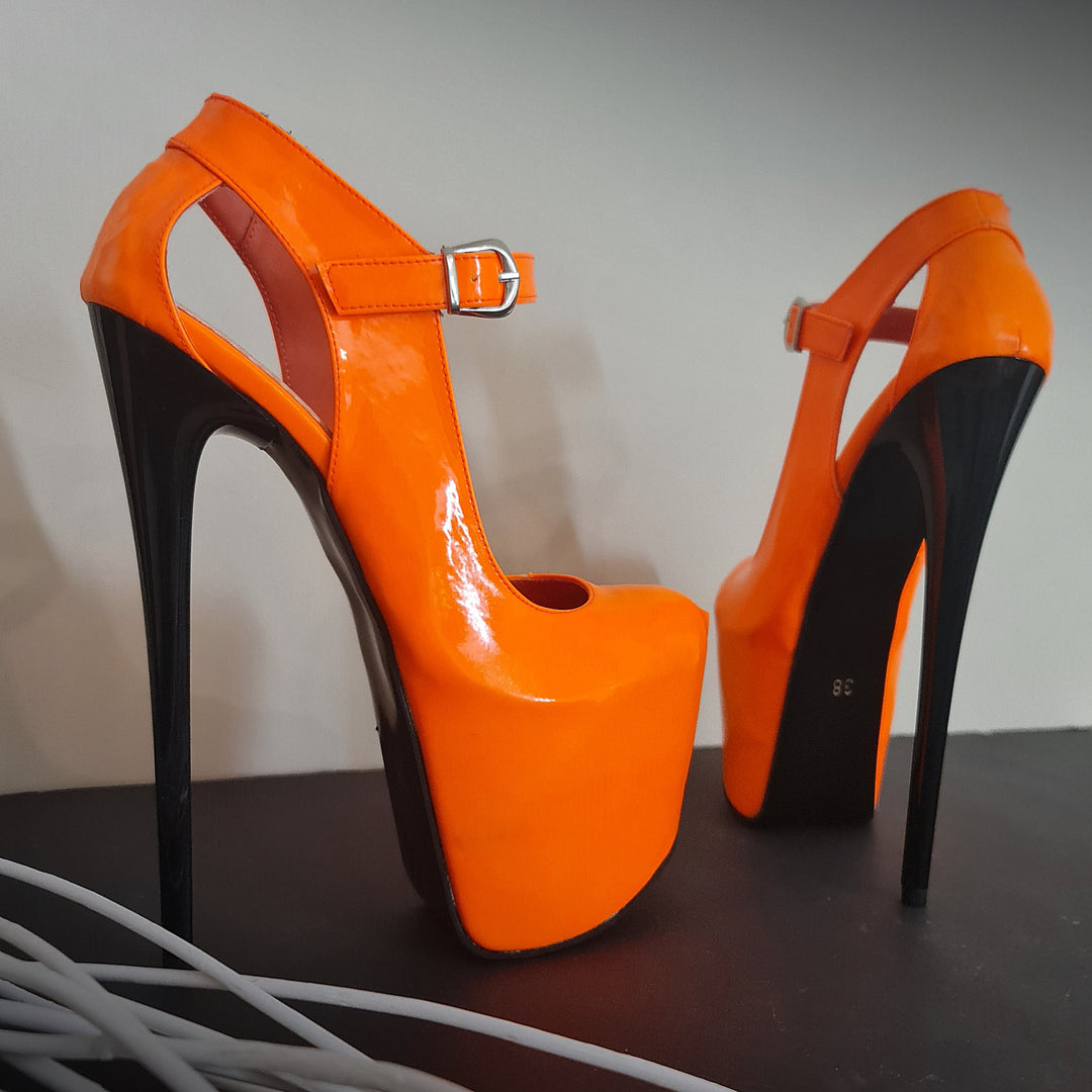 orange mary jane heels