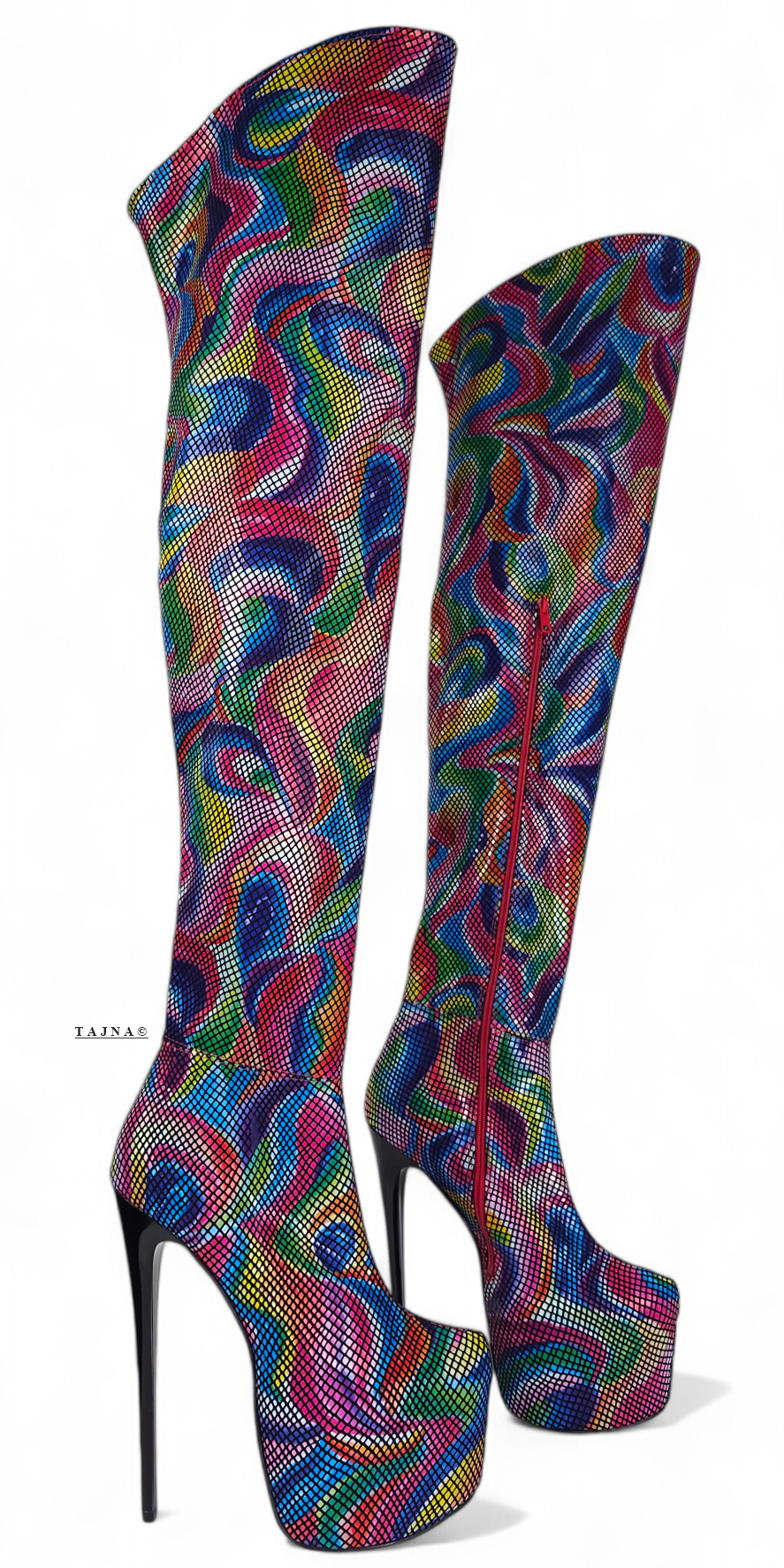 Rainbow Half Stretch Over The Knee Boots